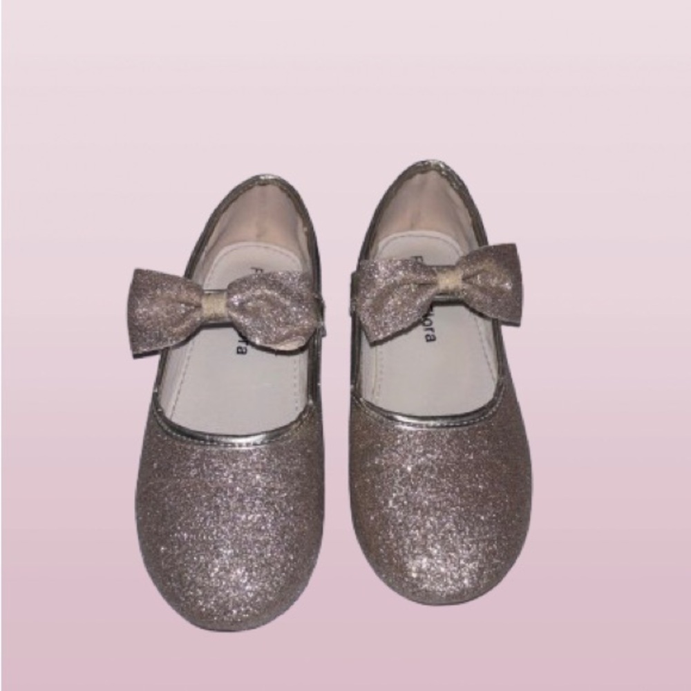 Glittery Bow Kids Dress Shoes